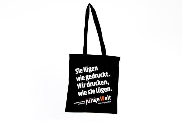 jW-Baumwollbeutel (schwarz), Sie lügen wie gedruckt...